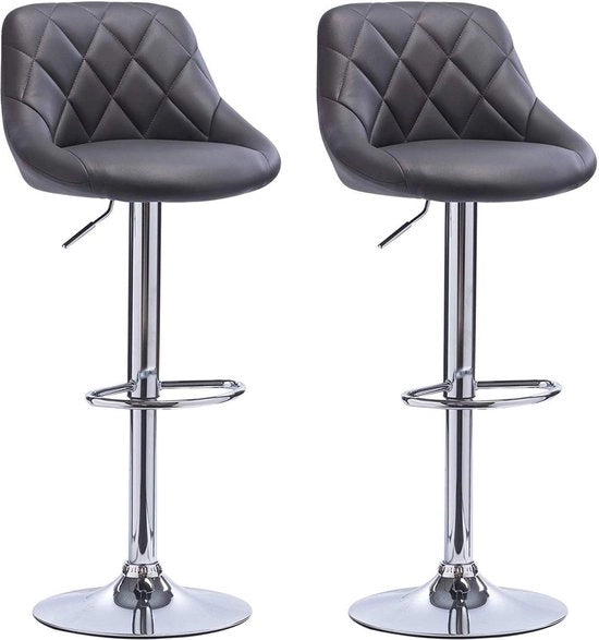 Bar Stool Ergonomico con Sostegno - Altezza Sedile 60-82cm - Set di 2 - Flessibilità di Regolazione di Altezza - Design con Schienale - Color Grigio - Prodotto in Set da 2