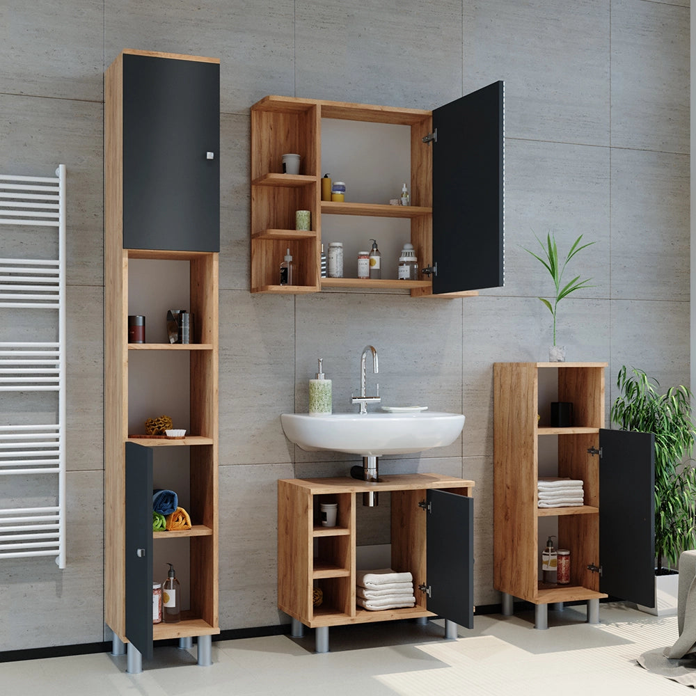 Vicco Set mobili bagno Rovere 3 parti