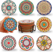 Sostegni in legno con ciotola, set di 8 sostegni in gomma, sostegni in legno con ciotola, sostegni riciclabili, sostegni in gomma colorati, idee regalo bohemien per donna