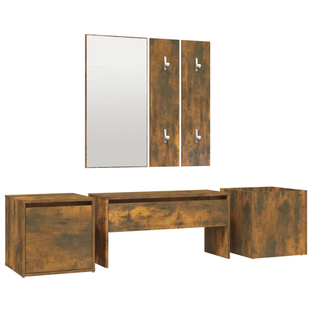 Set di Mobili da Corridoio Rovere Fumo in Legno Multistrato 3120200