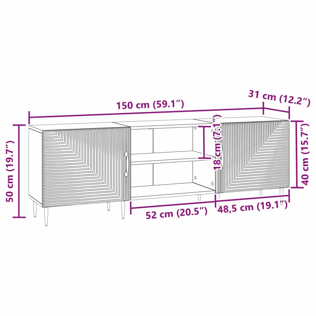 Mobile TV Grigio Sonoma 150 x 31 x 50 cm Legno ingegnerizzato