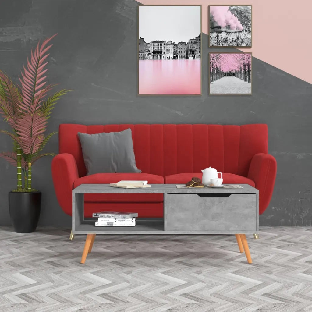 Tavolino da CaffÃ¨ Grigio Cemento 100x49,5x43 cm in Truciolato