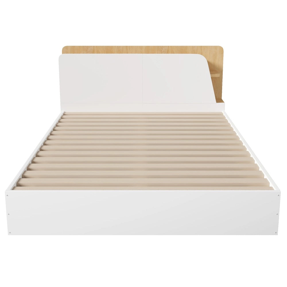 Letto Contenitore con LED e USB 140x200 ¨C Xylo ¨C Bianco e Rovere