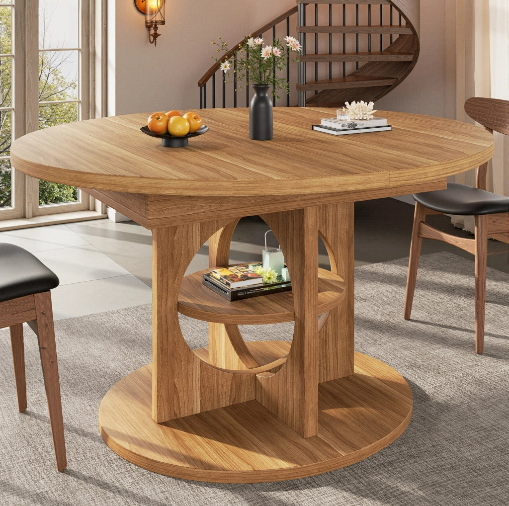 Tavolo da pranzo allungabile 110/150x110x76 cm con vano portaoggetti in MDF naturale