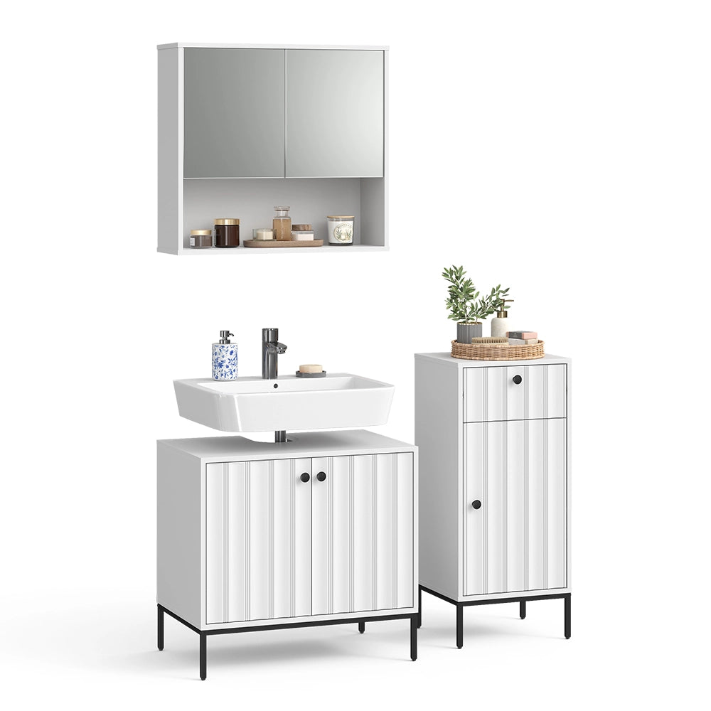 Vicco Set di mobili da bagno Ondulazione bianca 3 parti