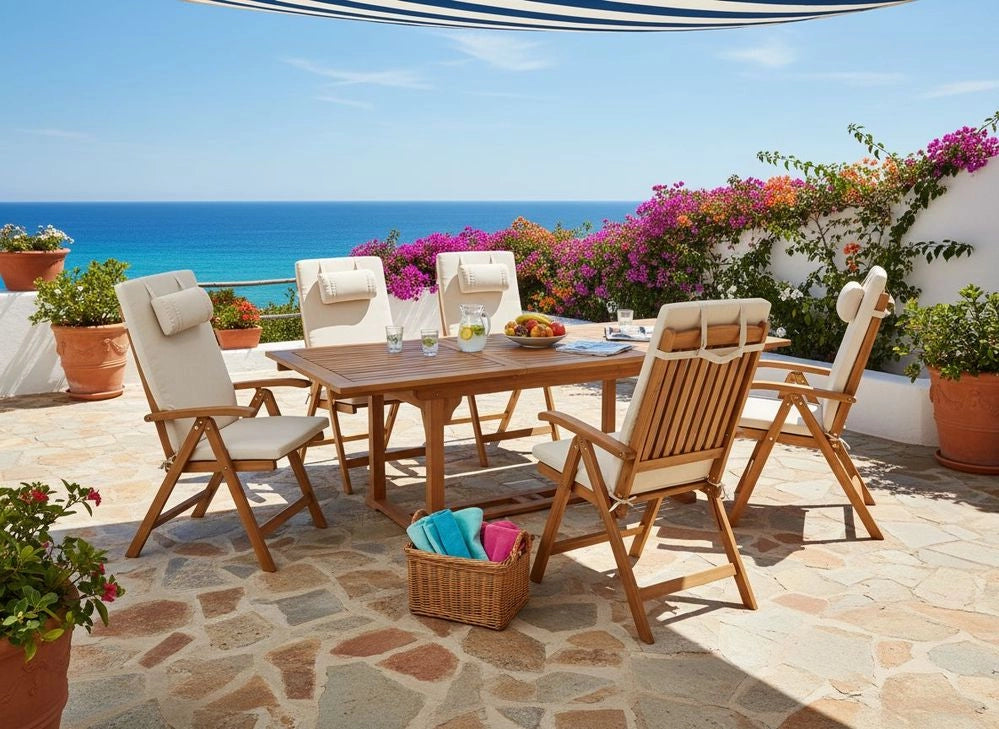 Set di 6 Cuscini in Tessuto beige chiaro da Schienale per Sedie da Giardino Toscana/Java/Amantea stile elegante