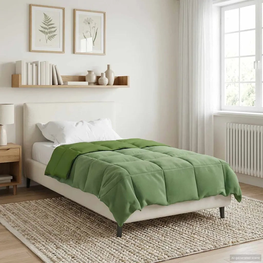 Piumone | Duvet Invernale Trapuntato Verde 140 x 200 cm Microfibra