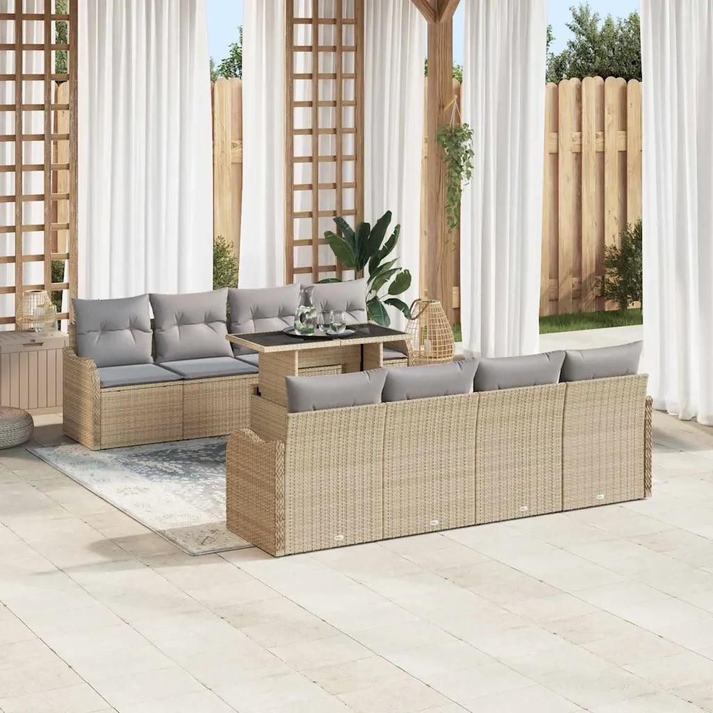 Set Divano da Giardino 7 pcs Beige e grigio polyrattan 3348426