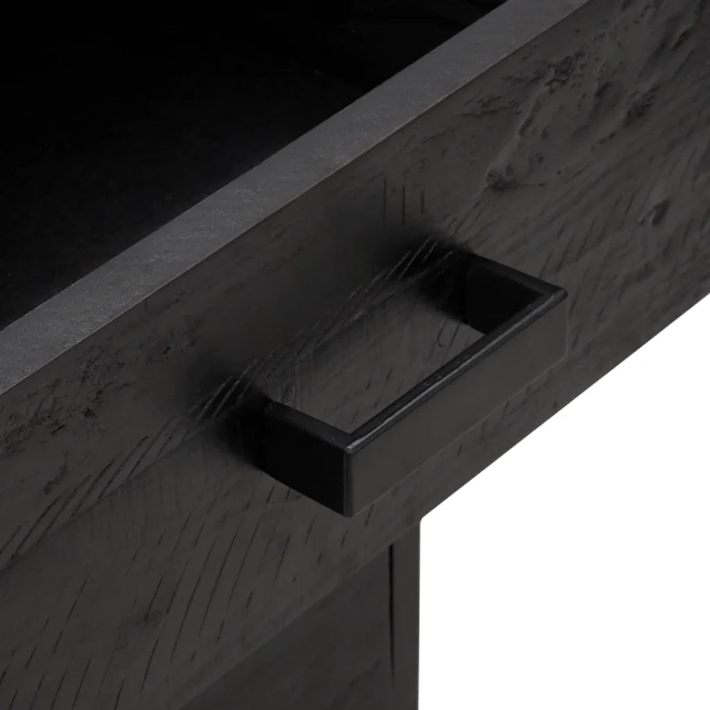 Comodino Nero 36x30x45 cm in Legno Massello di Pino 349912