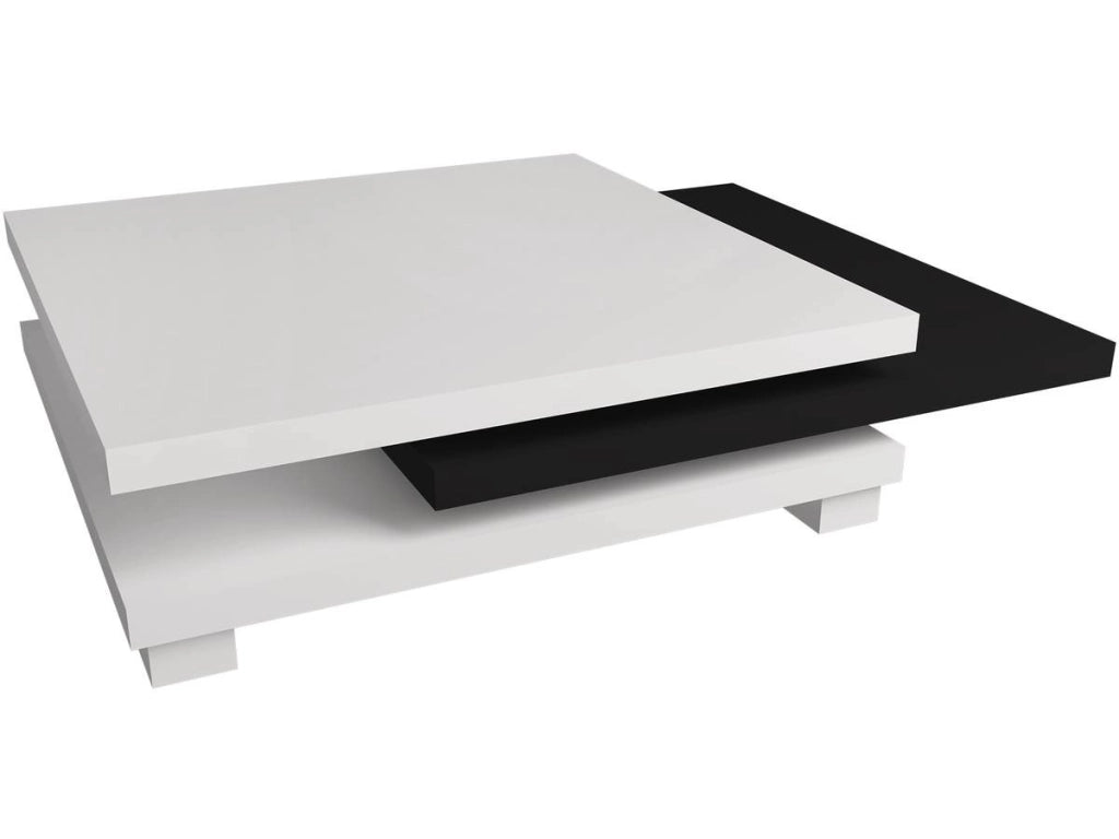 Tavolino "Elena" - 80 x 80 x 32 cm - Bianco / Nero