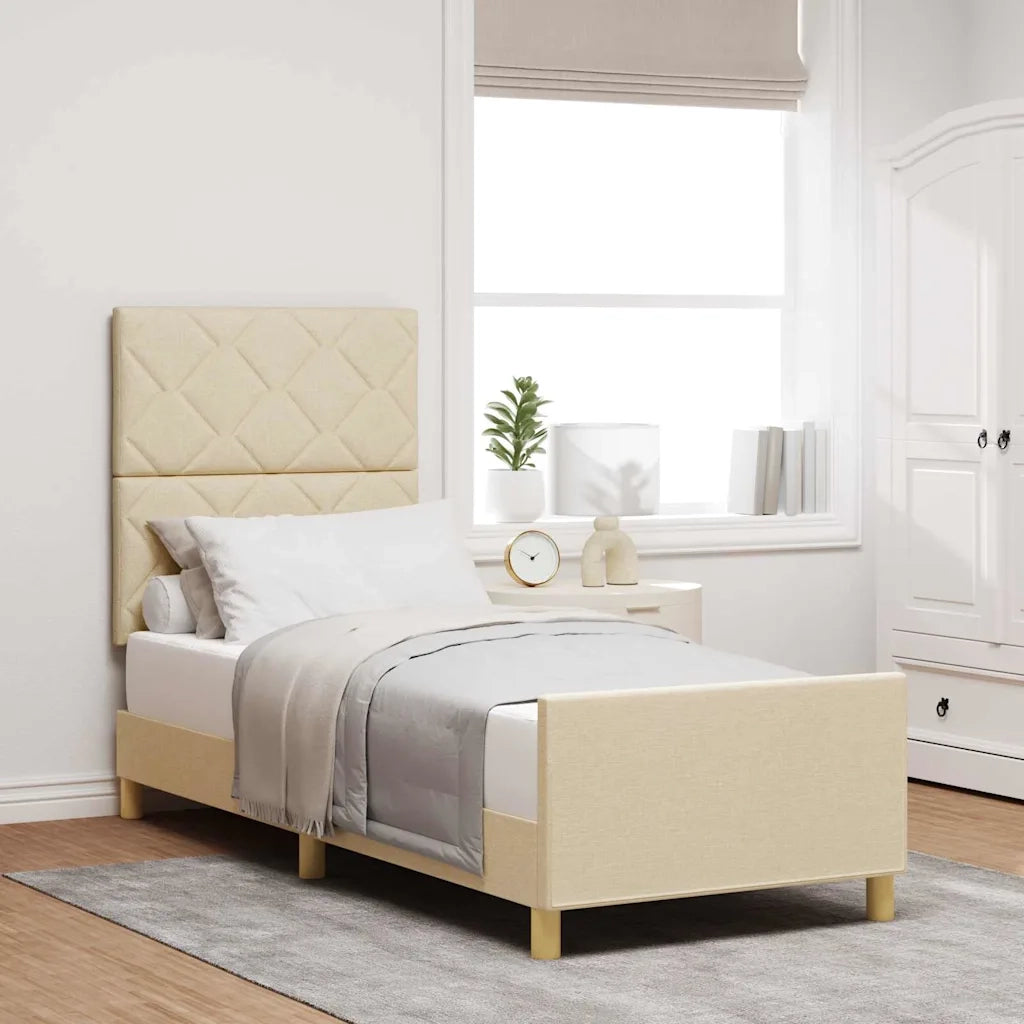 Struttura del letto con testiera Crema 80 x 200 cm Tessuto 3344765