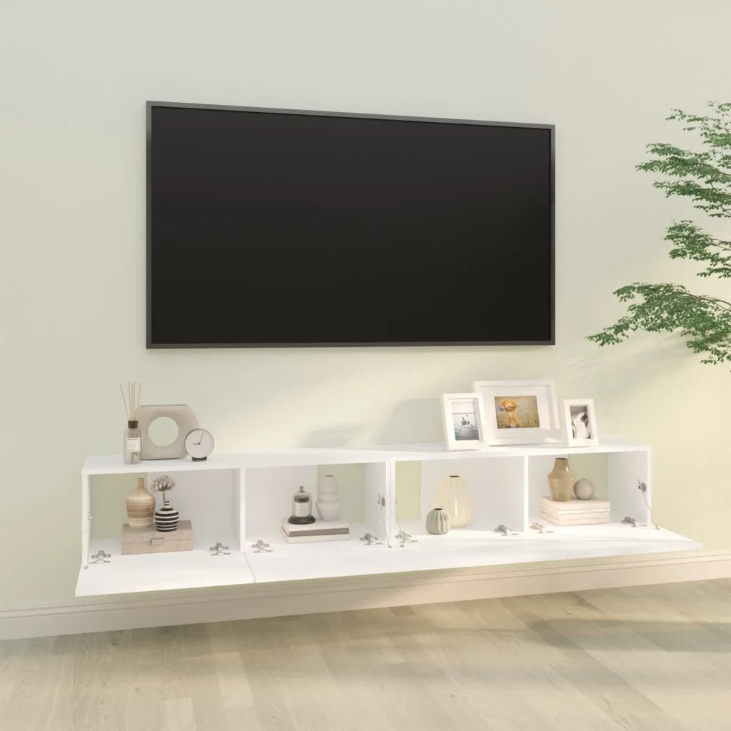 Mobili TV da Parete 2 pz Bianchi 100x30x30 cm Legno Multistrato 804544