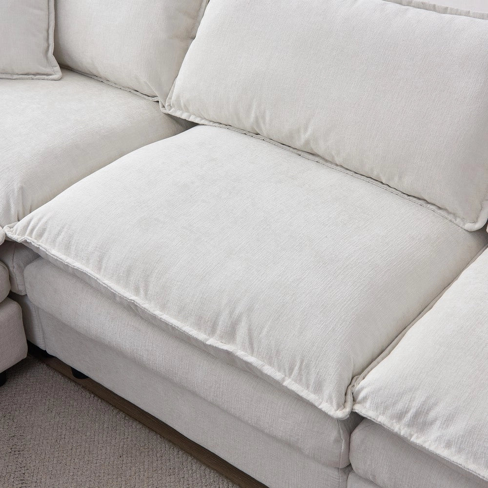 Divano Angolare Modulare 3 Posti con Chaise Longue e Poggiapiedi ¨C Xylo ¨C Tessuto Chenille