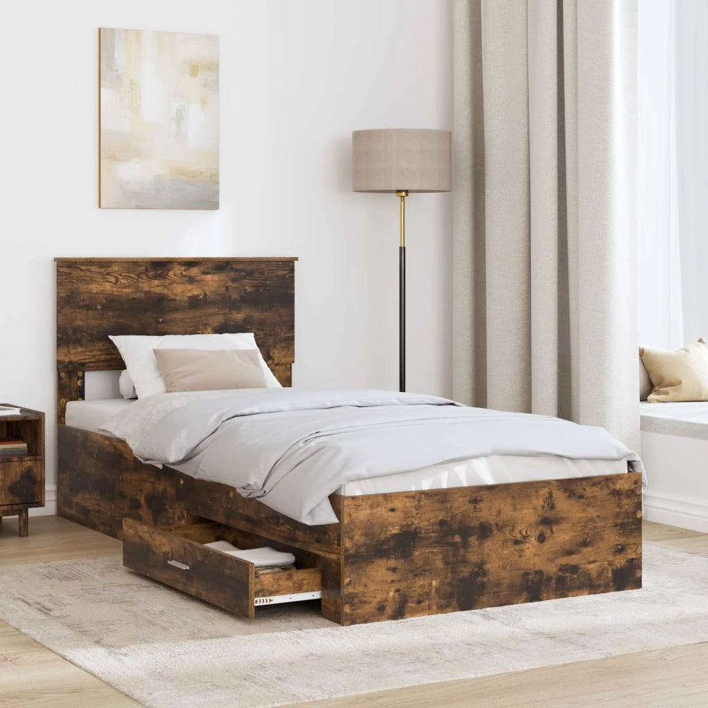 Struttura del letto Rovere fumé 100 x 200 cm Legno multistrato