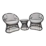 Set di 3 Mobili da Giardino Natal, Grigio, Rattan, 64x48x76 cm