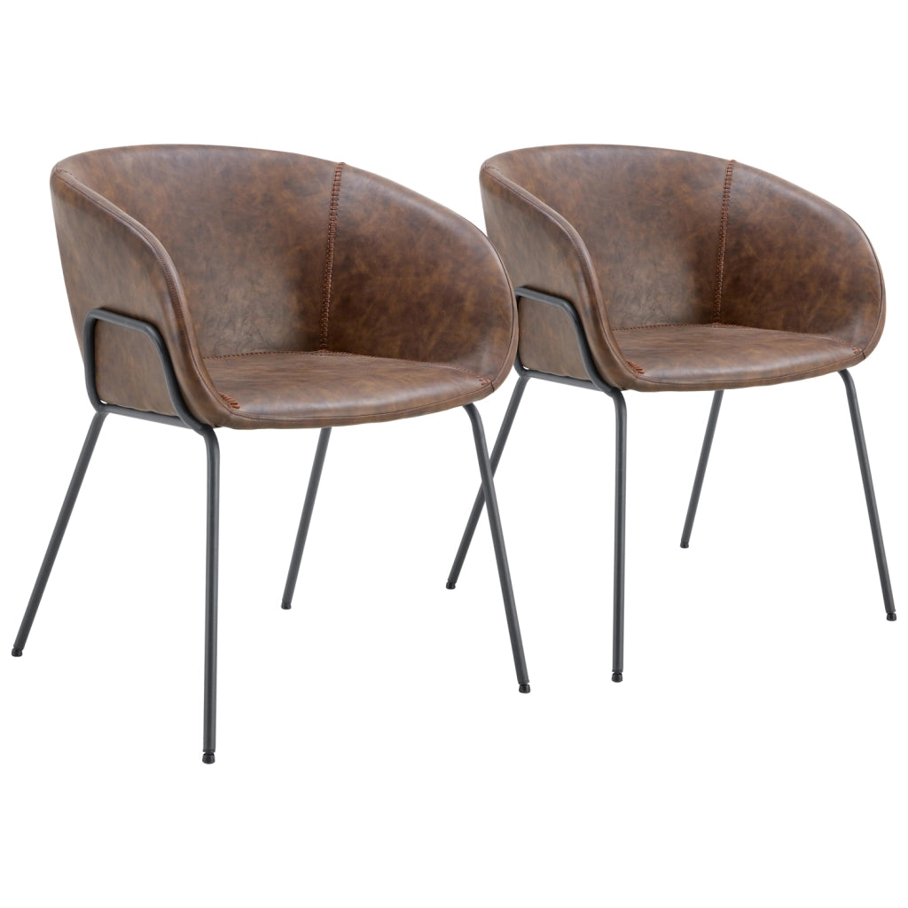Set di 2 sedie in similpelle marrone ANDRE