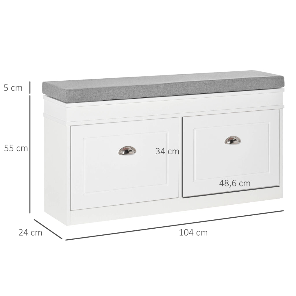 Cassa per scarpe con cassetti e ripiani regolabili ¨C zephmum ¨C 104x24x55 cm bianco