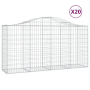 Cestini gabbioni recinzione a gabbia muro di contenimento ad arco 20 pezzi 200 x 50 x 100/120 cm ferro zincato argento 02_0040600