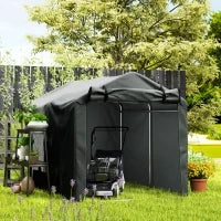 Tenda Garage con Ingresso Avvolgibile, Corde e Picchetti, in Metallo Zincato e PE, 220x157x165 cm, Grigio Scuro