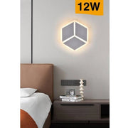 Trade Shop - Applique Led A Muro Lampada Moderna 12w Effetto Cubo 3d 3 Modalità Luce Aq11-3c -