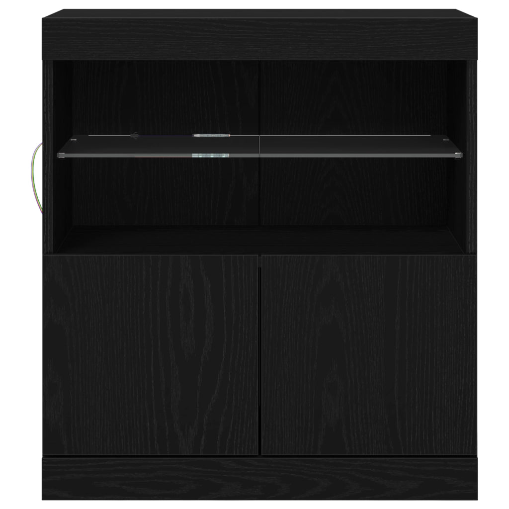 Mobile con luci LED Nero Rovere 60x37x67 cm