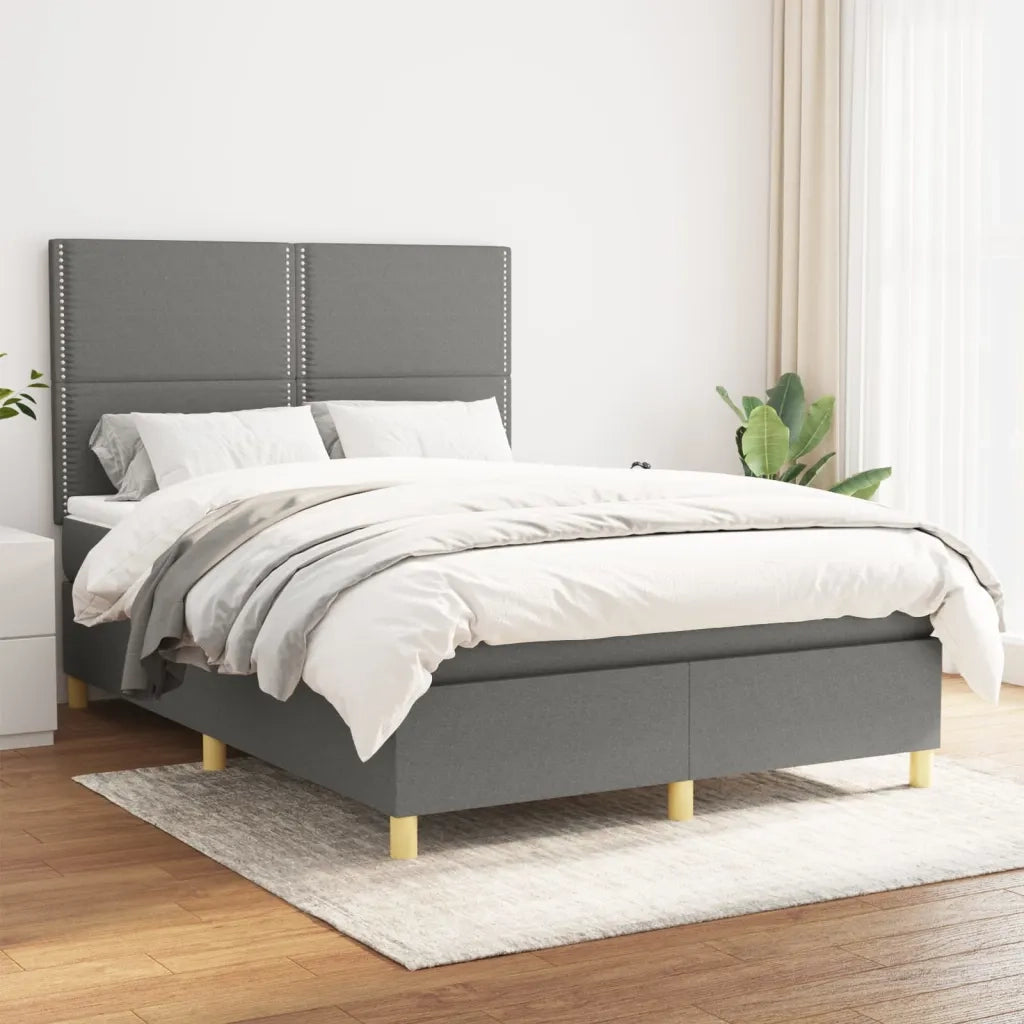 Giroletto a Molle con Materasso Grigio Scuro 140x190 cm Tessuto 3142250