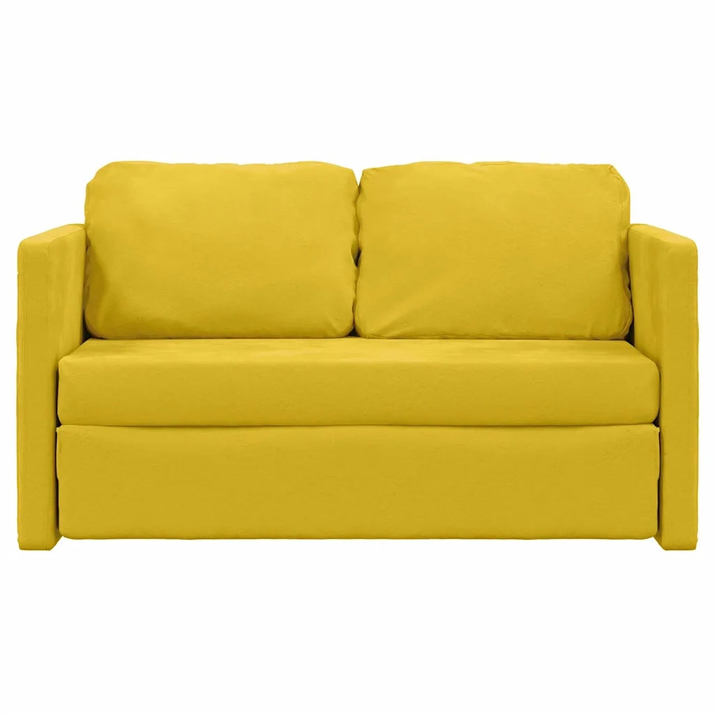 Divano letto | Sof¨¤ letto | Letto singolo da Terra 2 in 1 Giallo Scuro 122x204x55 cm Velluto