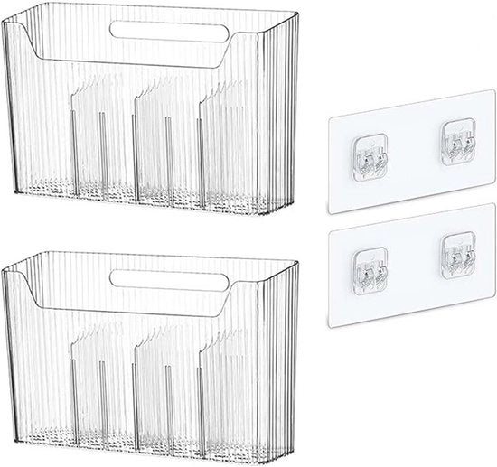 Organizzatore di piccoli oggetti per cucina, da attaccare al muro, per separare le pareti, armadio, bagno, frigorifero, 2 pezzi