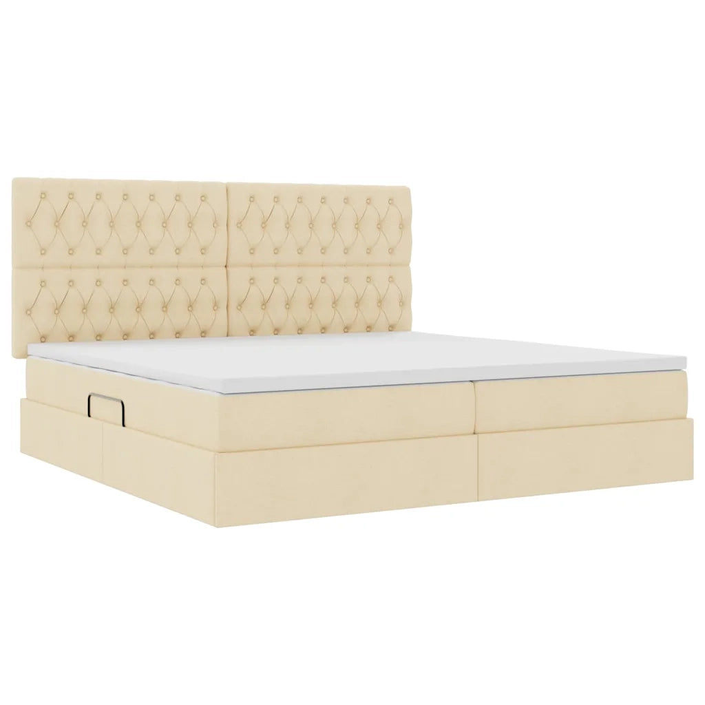 Letto con contenitore e materasso Crema 200 x 200 cm Poliestere
