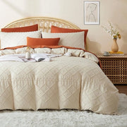 Set di coperte da letto bohemien stile reversibile con disegno geometrico e rattoppo 200x220 cm