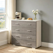 CASSETTIERA 76x35x72 cm Grigio/Bianco in truciolare e metallo