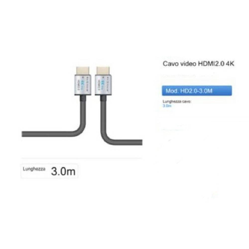 Trade Shop - Cavo Hdmi 2.0 4k Da 3 Metri Cavetto High Speed Tv Monitor Audio Video Hd2.0-3.0m -