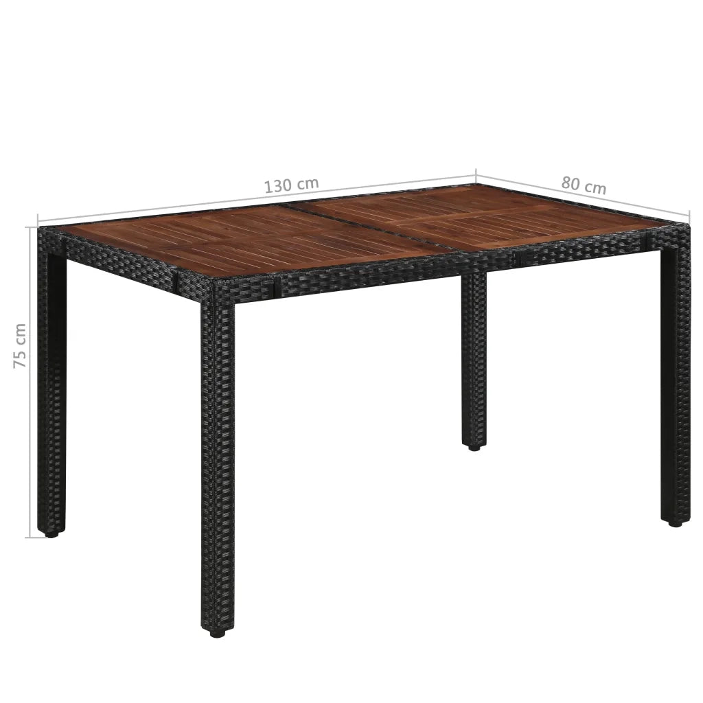 Set da Pranzo da Giardino 7 pz in Polyrattan e Acacia Nero 43935