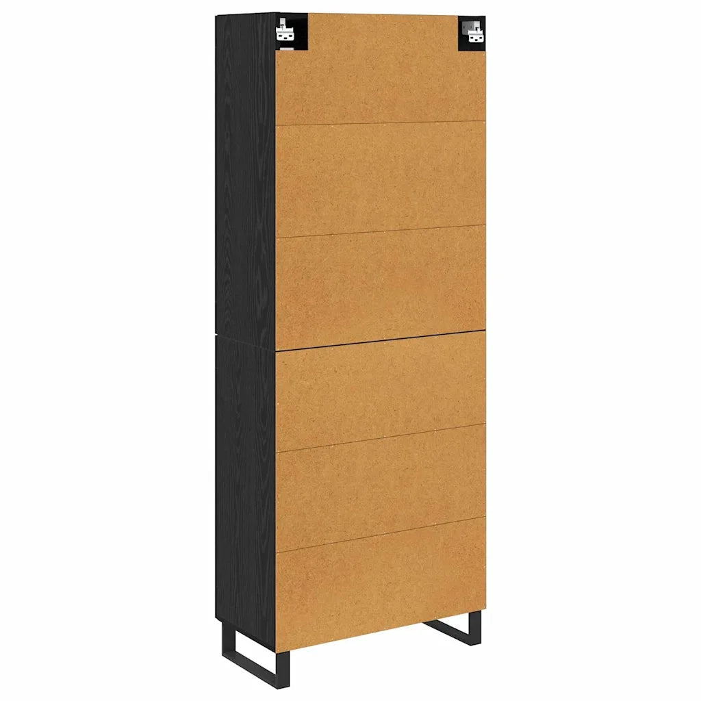 Credenza 2 pcs Rovere Nero Legno Stratificato e Vetro 3416097