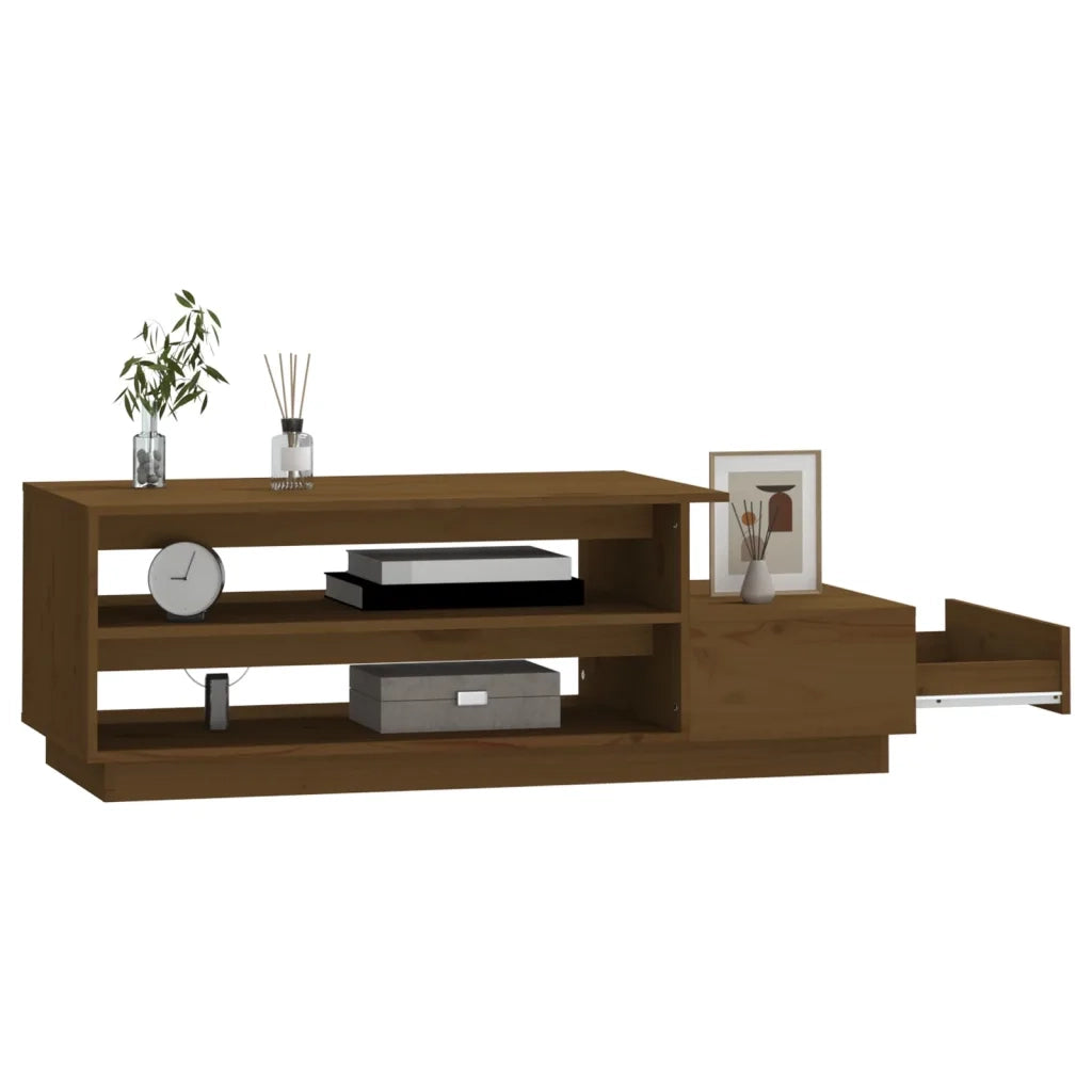 Tavolino da Salotto ambra 120x50x40,5 cm Legno Massello di Pino 814417
