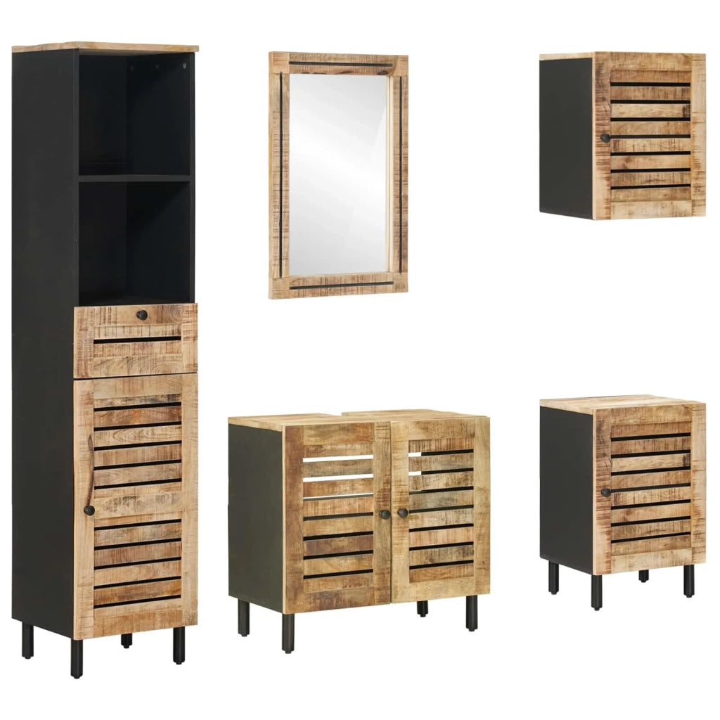 Set di Armadi da Bagno con porta 5 pcs Legno di mango massello 3310168