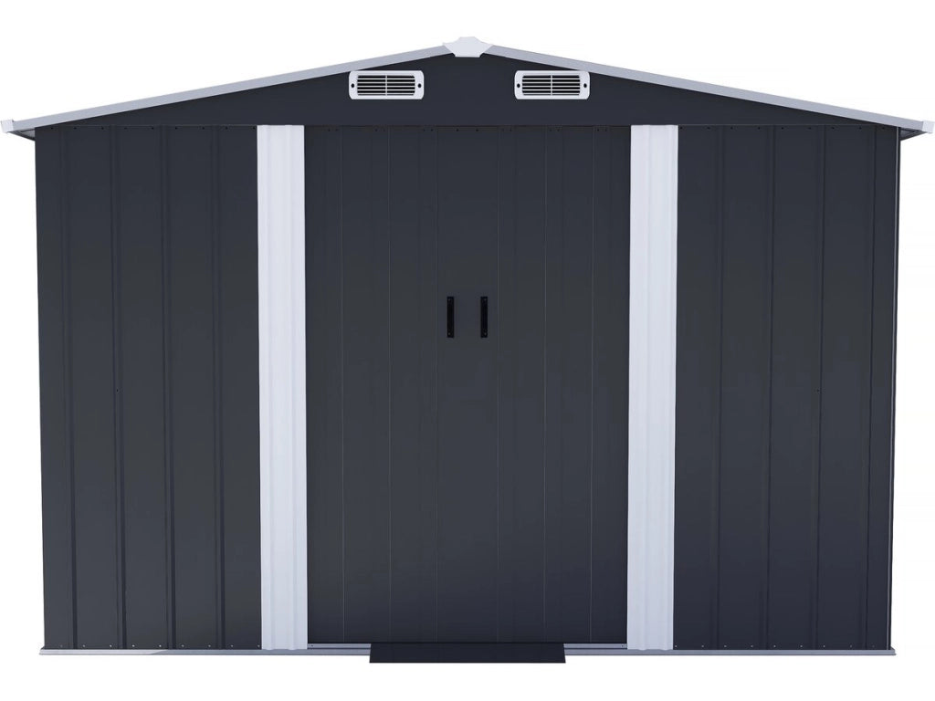 Casetta da giardino in metallo "Boston" con porta scorrevole - 6,54 m² - Grigio