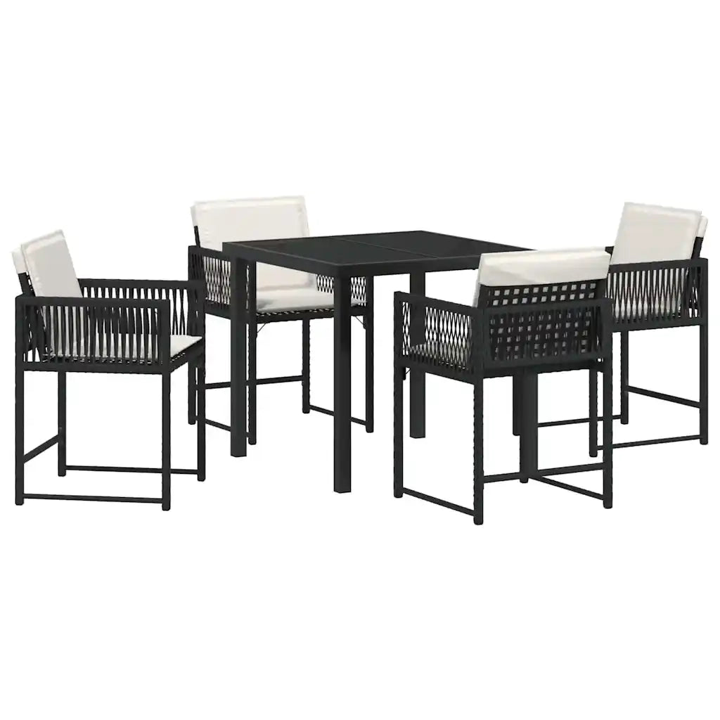 Set da Pranzo per Giardino 5 pcs Nero polyrattan 3380741