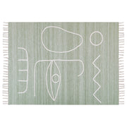 Tappeto rettangolare per interni e per esterni in poliestere con motivo a nappe verde chiaro 140 x 200 cm stile boho