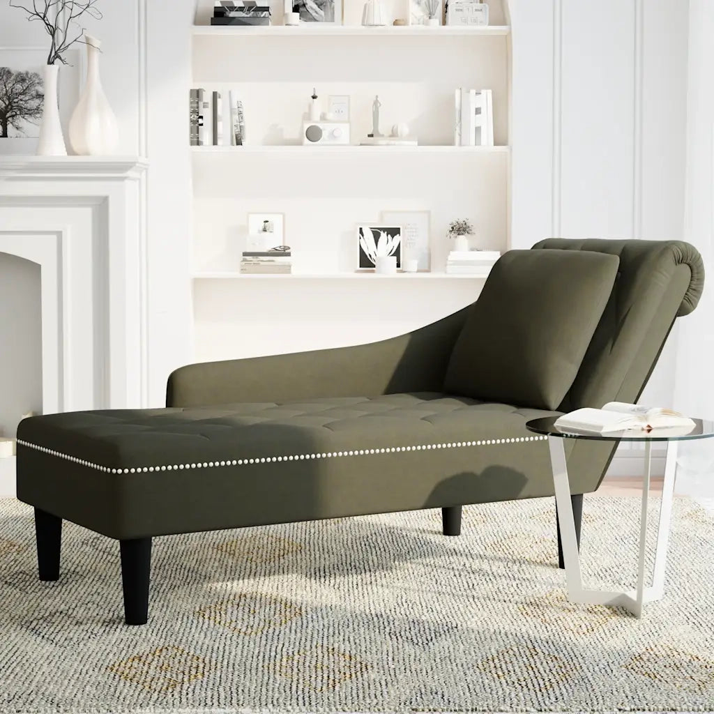 Sdraio con Cuscino e Bracciolo Destro Similpelle Verde Militare CFW1206016