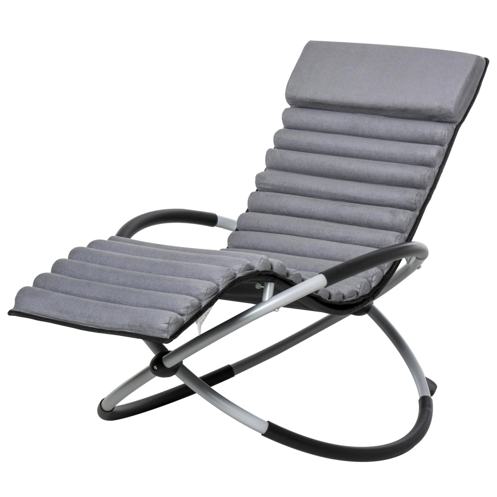 Poltrona a dondolo ergonomica 2 in 1 ¨C zephmum ¨C Tessuto grigio scuro 145x74x86 cm