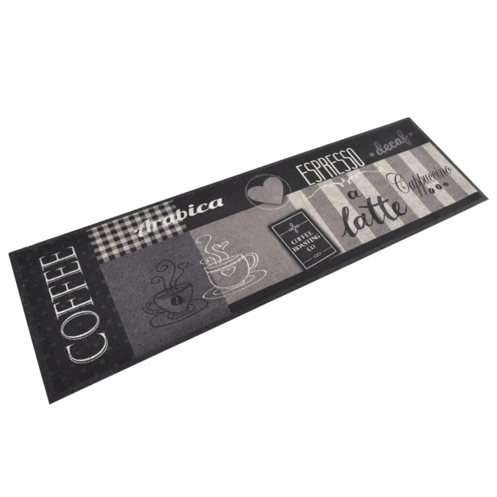 Tappetino da cucina lavabile design elegante 150 x 45 cm antiscivolo velluto nero 02_0046047