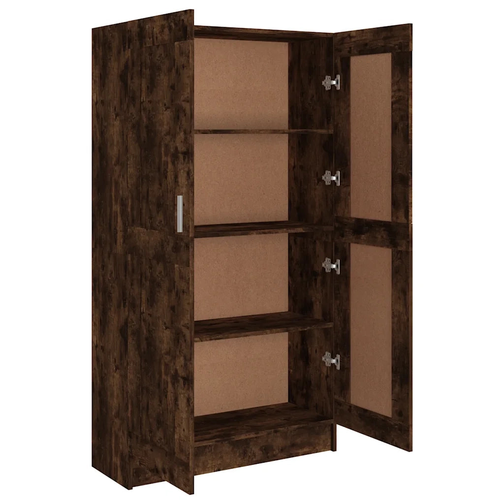 Libreria-Scaffale per Libri-Mobile di Stoccaggio Rovere Fumo 82,5x30,5x150 cm in Legno Multistrato