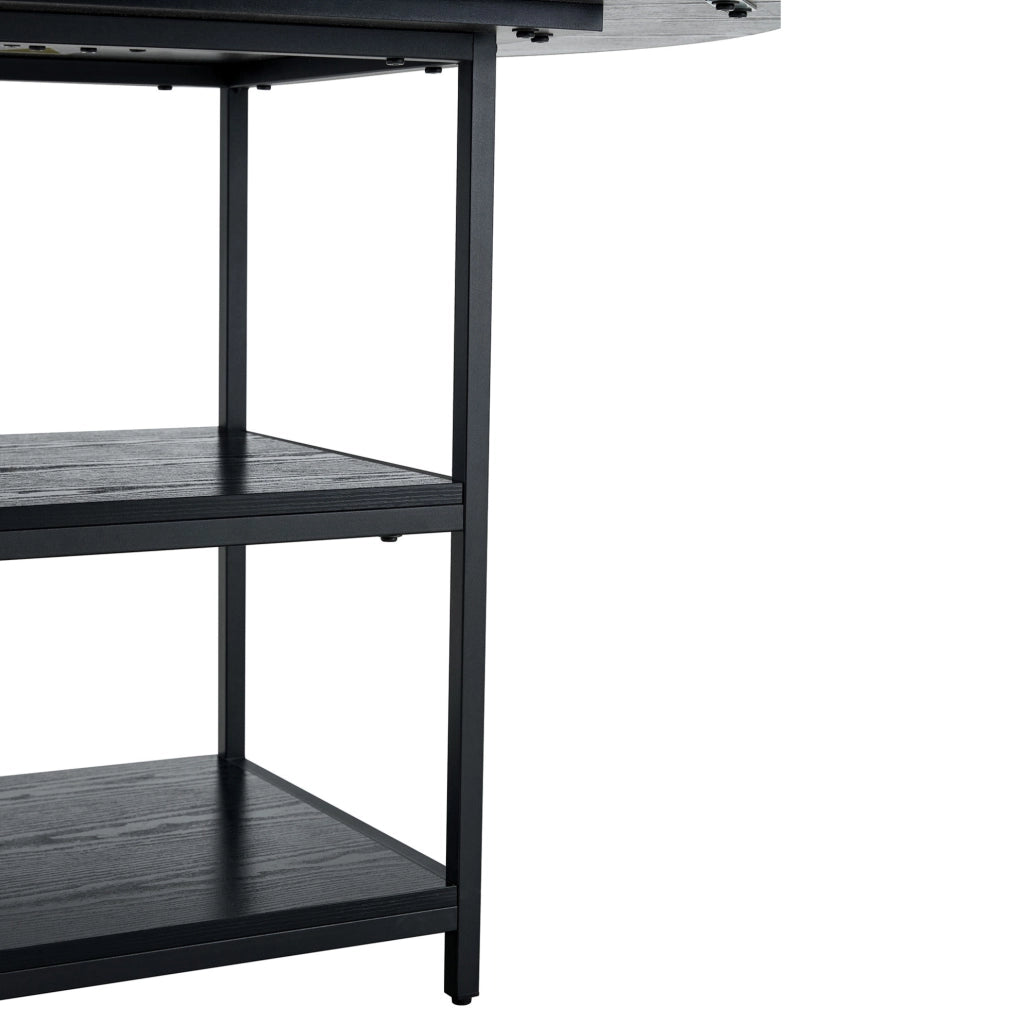 Tavolo da pranzo rotondo nero Ø107 cm con ripiani
