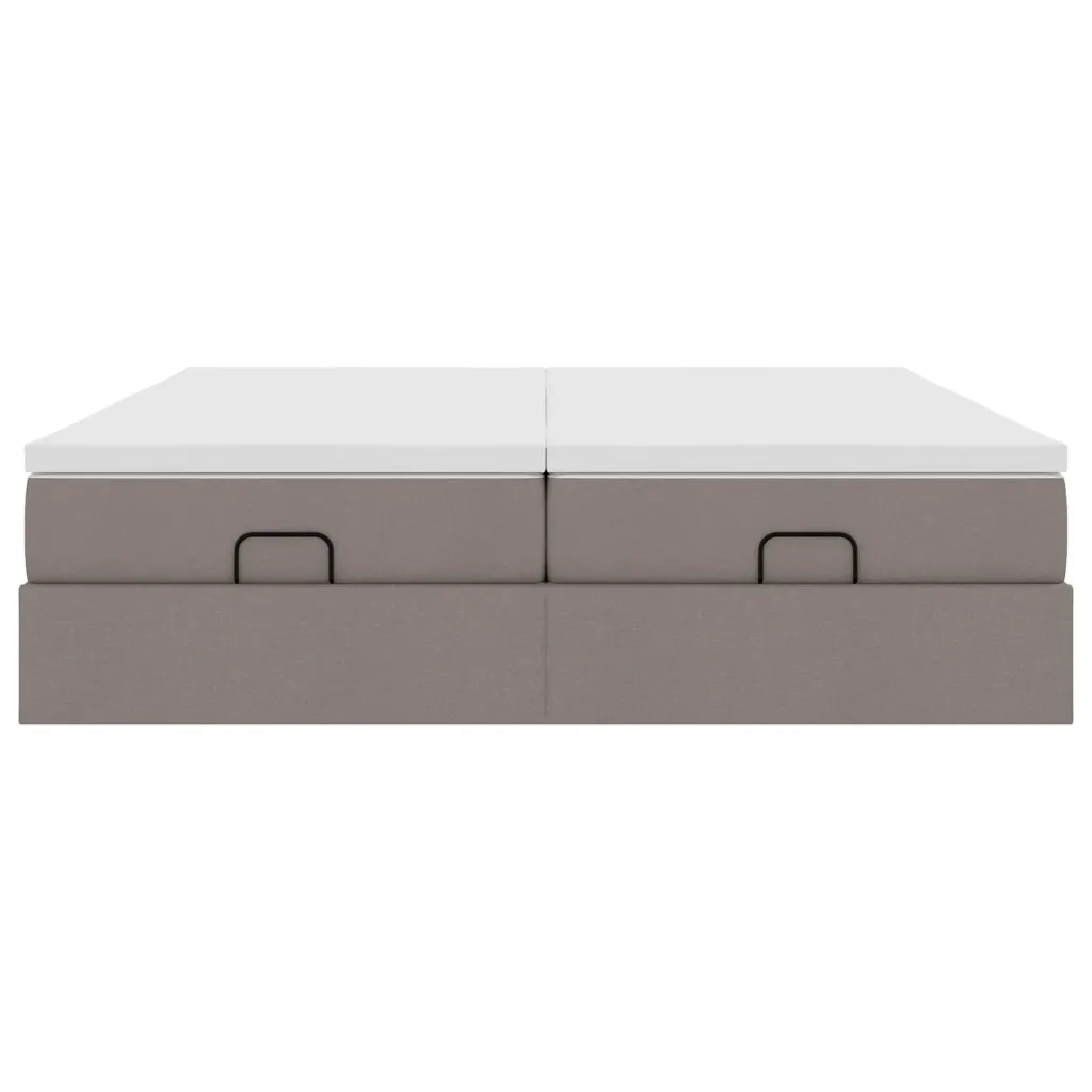 Struttura Letto Pouf con Materassi Tortora 160x200cm in Tessuto