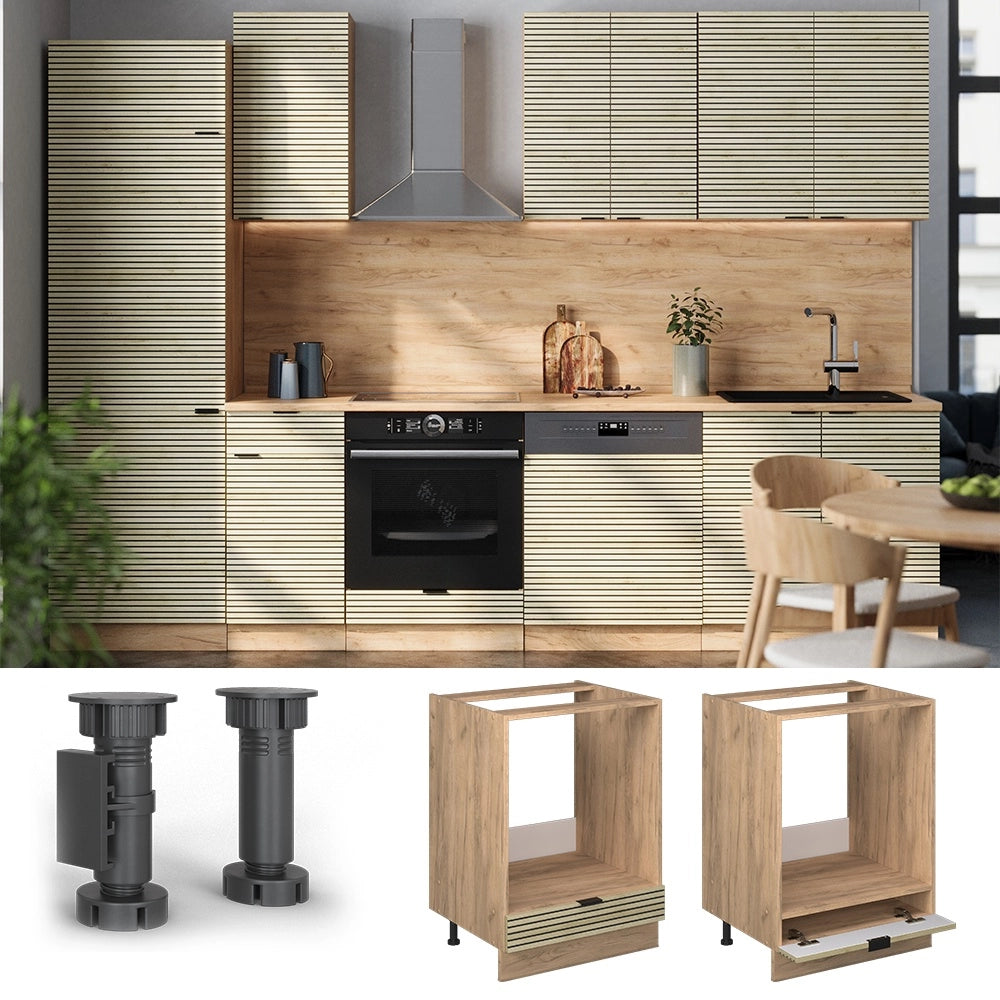 Mobile per forno da incasso Fame-Line Pannello in quercia/Rovere dorato 60 cm, PL Antracite Vicco