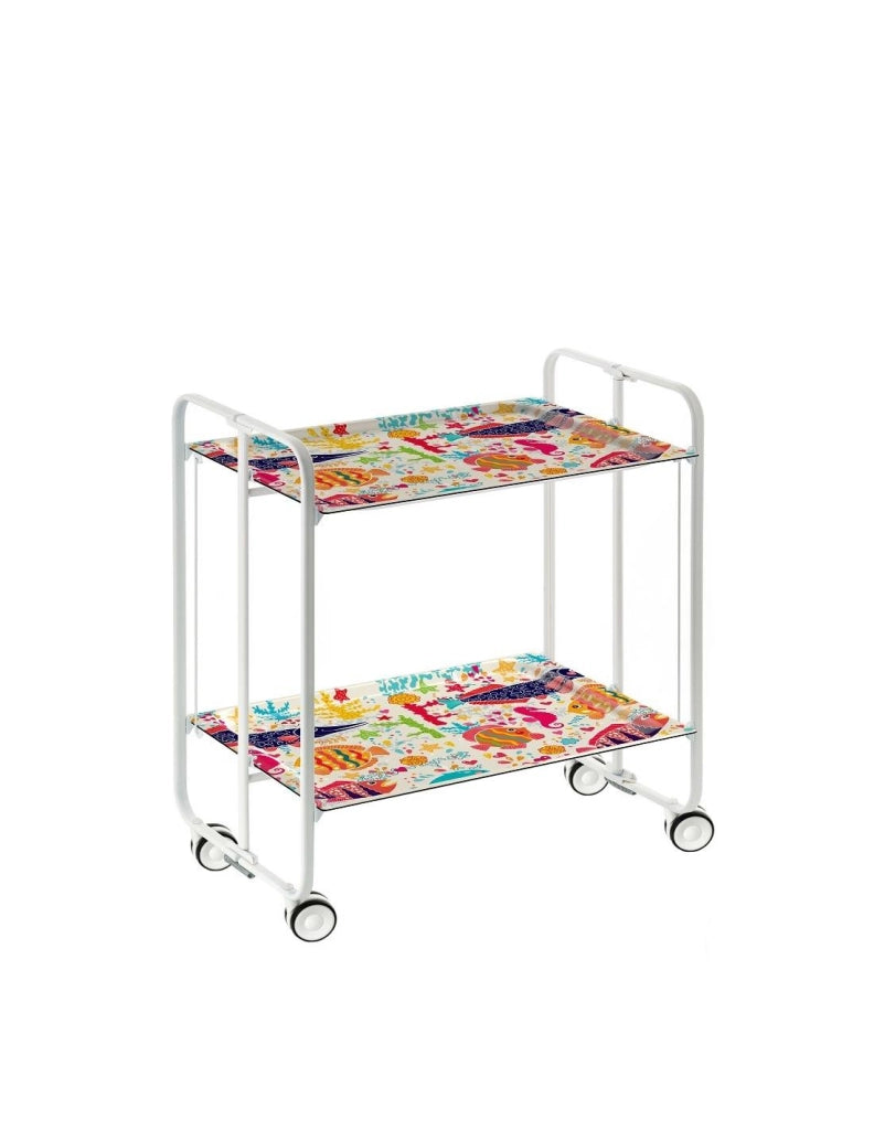 Carrello da cucina pieghevole bianco con ruote BAUHAUS 2 ripiani