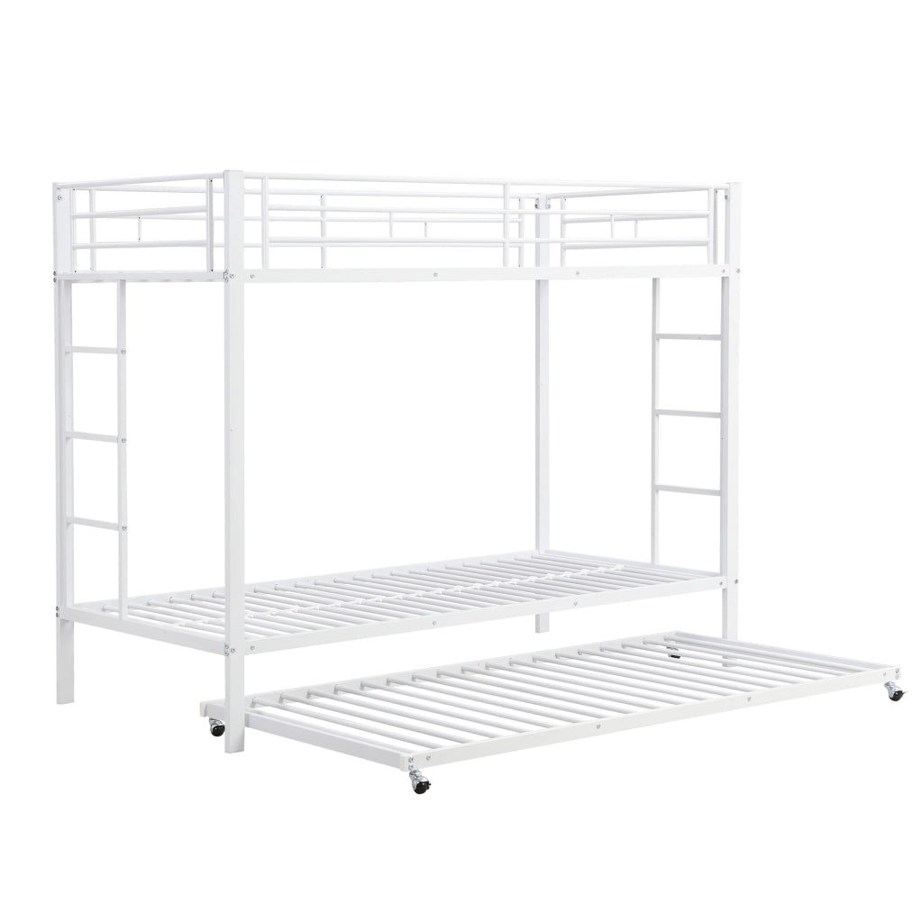 Letto a castello 90x200 cm; con letto estraibile; metallo; bianco