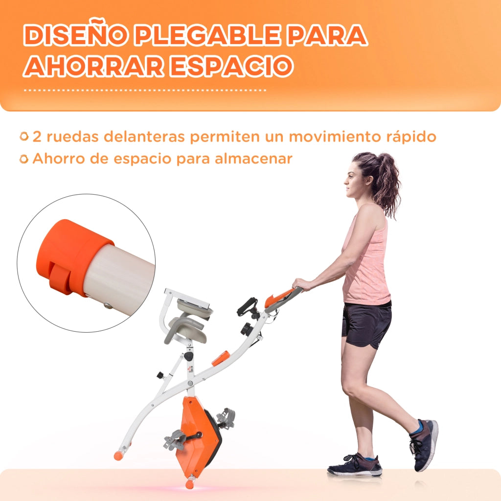 Bicicletta Statica Pieghevole Regolabile ¨C Zephmum ¨C 105x48x118 cm Arancione