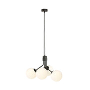 Lampada a sospensione NOVA in acciaio nero e vetro opale